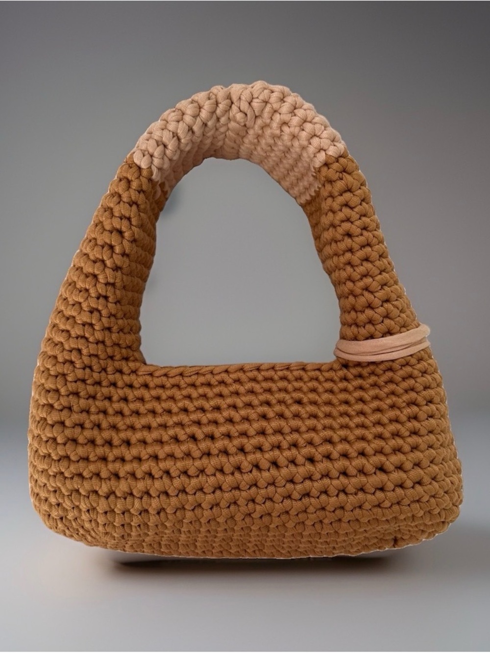 Handmade Brown & Cream Crochet Flower Hand Bag - Picture 2 of 8